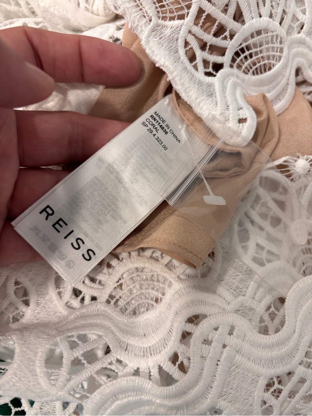 Reiss Coral Lace Slim Fit Midi Dress in white size US 4 NWT - Picture 13 of 14